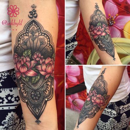 Tattoos - Mandala and Flowers Tattoo - 130836